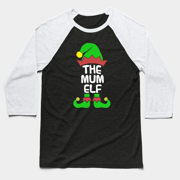 Mum Elf Matching Family Group Christmas Party Pajama Baseball T-Shirt by silvercoin